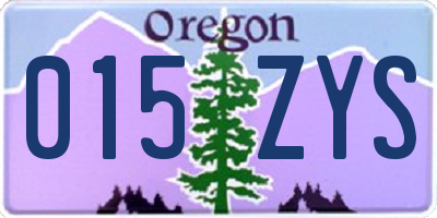 OR license plate 015ZYS