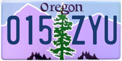 OR license plate 015ZYU