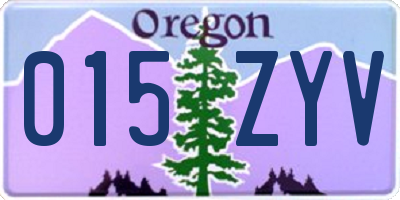 OR license plate 015ZYV