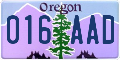 OR license plate 016AAD