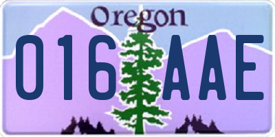 OR license plate 016AAE