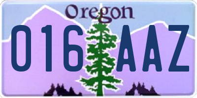 OR license plate 016AAZ