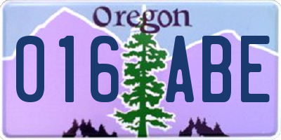 OR license plate 016ABE