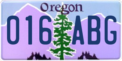 OR license plate 016ABG