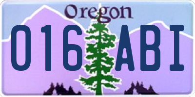 OR license plate 016ABI