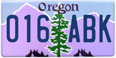 OR license plate 016ABK