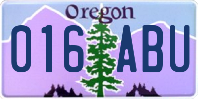 OR license plate 016ABU