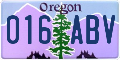 OR license plate 016ABV