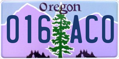 OR license plate 016ACO