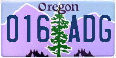 OR license plate 016ADG