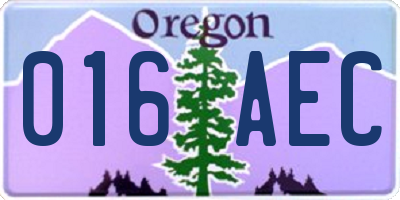 OR license plate 016AEC