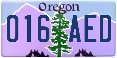 OR license plate 016AED