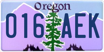 OR license plate 016AEK