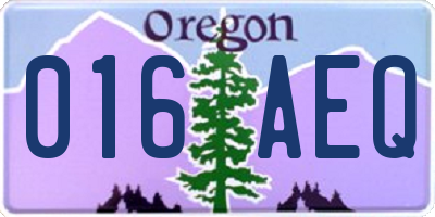 OR license plate 016AEQ