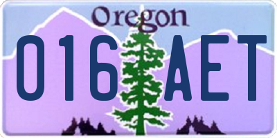 OR license plate 016AET