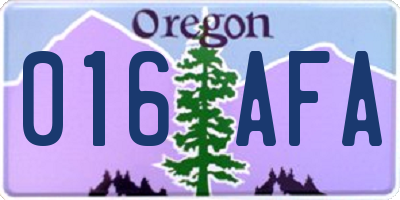 OR license plate 016AFA