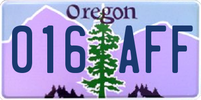 OR license plate 016AFF