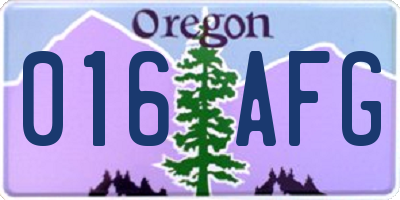 OR license plate 016AFG