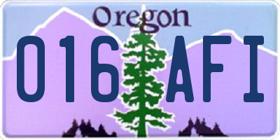 OR license plate 016AFI