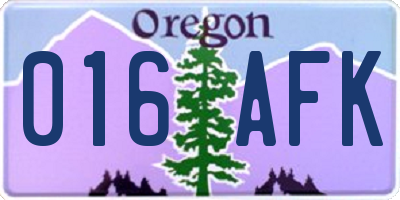 OR license plate 016AFK