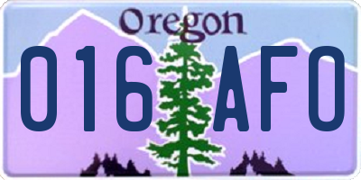 OR license plate 016AFO