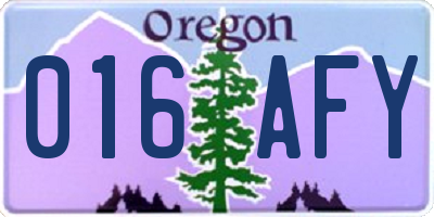 OR license plate 016AFY