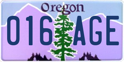 OR license plate 016AGE