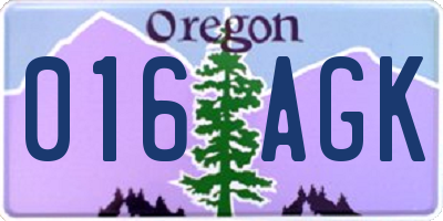 OR license plate 016AGK