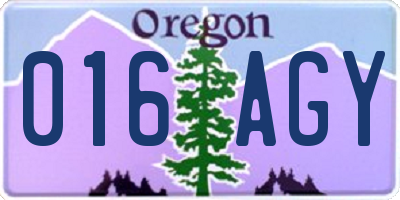 OR license plate 016AGY