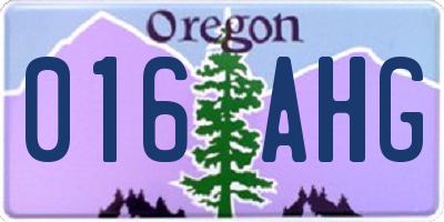 OR license plate 016AHG