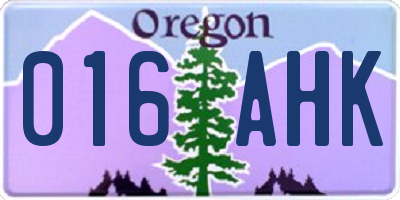 OR license plate 016AHK