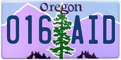 OR license plate 016AID