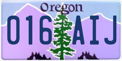 OR license plate 016AIJ