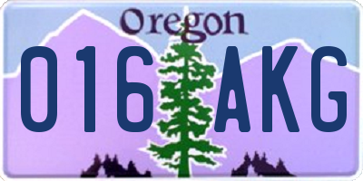 OR license plate 016AKG