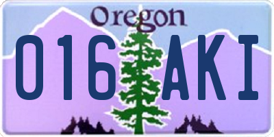 OR license plate 016AKI