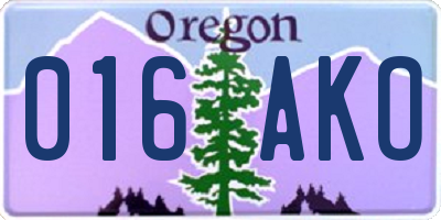 OR license plate 016AKO