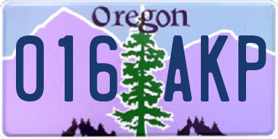 OR license plate 016AKP