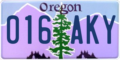 OR license plate 016AKY