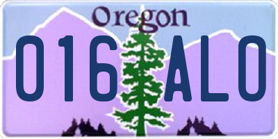 OR license plate 016ALO