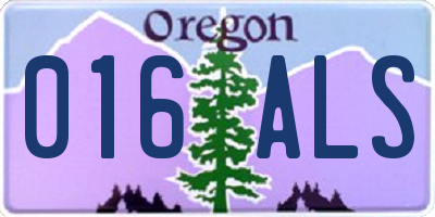 OR license plate 016ALS