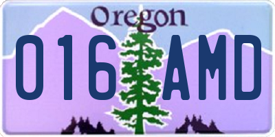 OR license plate 016AMD