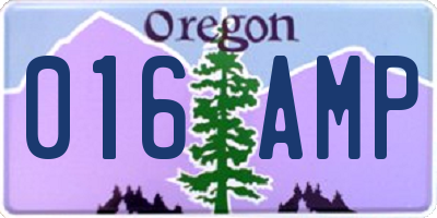OR license plate 016AMP