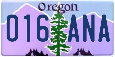 OR license plate 016ANA