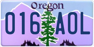 OR license plate 016AOL