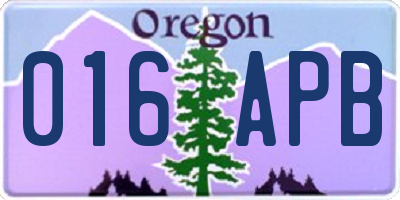 OR license plate 016APB