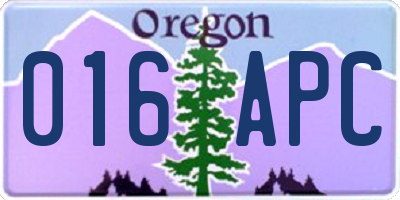 OR license plate 016APC