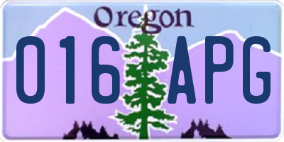 OR license plate 016APG