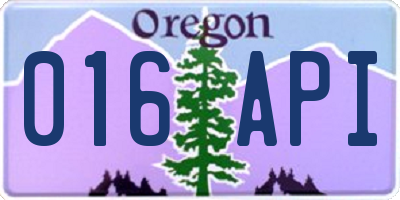 OR license plate 016API
