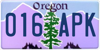 OR license plate 016APK