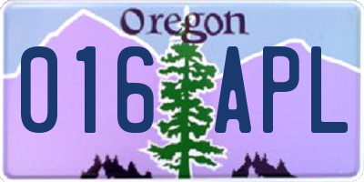 OR license plate 016APL